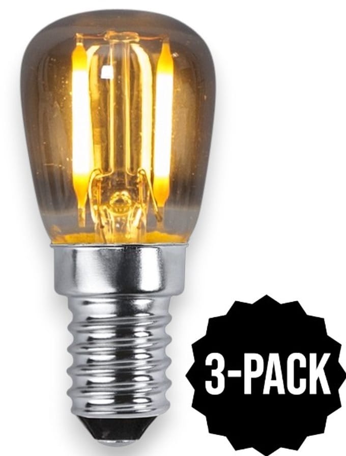 3-Pack | Mini lampje - E14 - 1W - Super Warm Wit <2200K - Filament - Rookglas