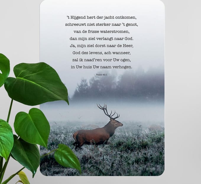 Interieurbord A4 't Hijgend hert - Psalm 42' - christelijk - cadeau