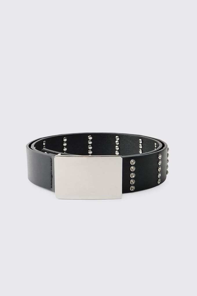 Herenriem met diamantee versieringen | Black | Size XL