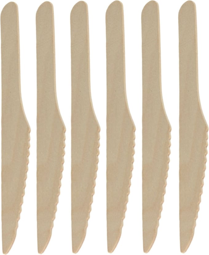 DEPA BBQ/verjaardag/camping bestek - messen - 20x - hout - 16 cm - eco friendly/composteerbaar
