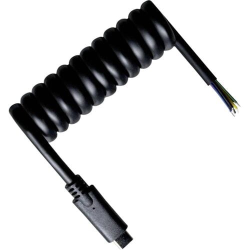 BKL Electronic 10080175 USB-C-kabel USB-C, Open kabeleinde 1 m Zwart Spiraalkabel