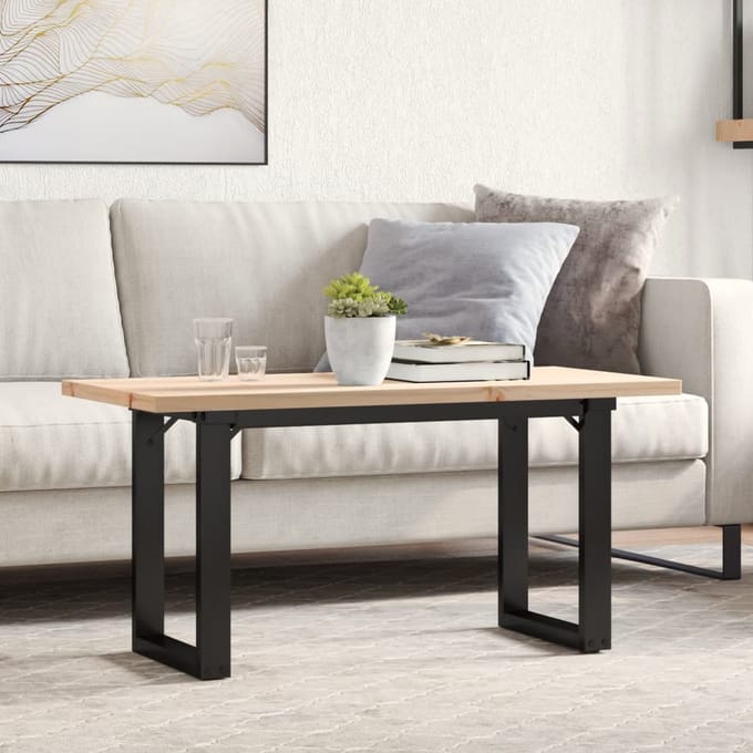 vidaXL - Salontafel - O-frame - 90x40x45,5 - cm - grenenhout - en - staal