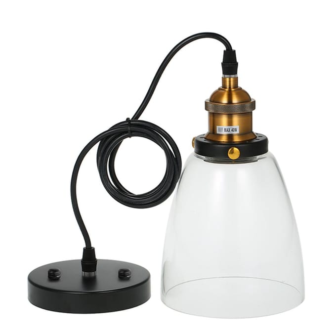 Tomshine Glazen Hanglamp Lamp Retro Vintage Lampvoet Fitting Eenvoudig Compact Design voor Restau E27 beige