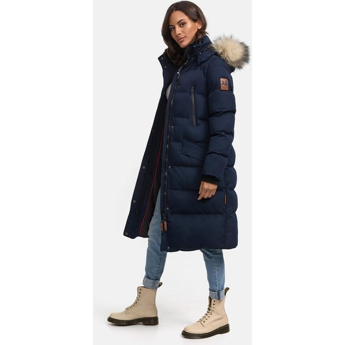 Gewatteerd & Winddicht Marikoo SCHNEESTERNCHEN - Winterjas Dames - Volwassen - Capuchon - Navy - L