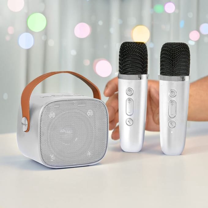 MikaMax Karaoke 2 Go - Bluetooth Speaker met 2 Draadloze Microfoons - Voor Smartphone en Tablet