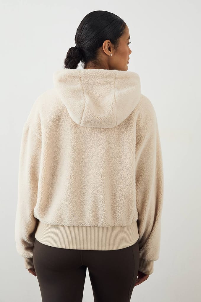Dames DSGN Studio Borg Rits Doorlopend Jasje | Cream | Maat: Large
