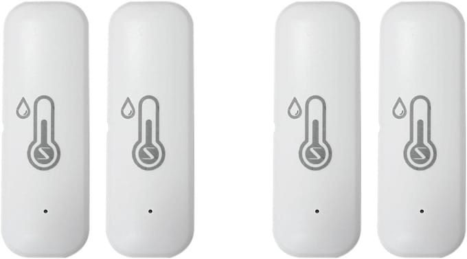 Temperatuur Vochtigheid Sensor - Slimme Meter - Klimaat Meten - IP65 Waterdicht - 4 Stuks - Wit