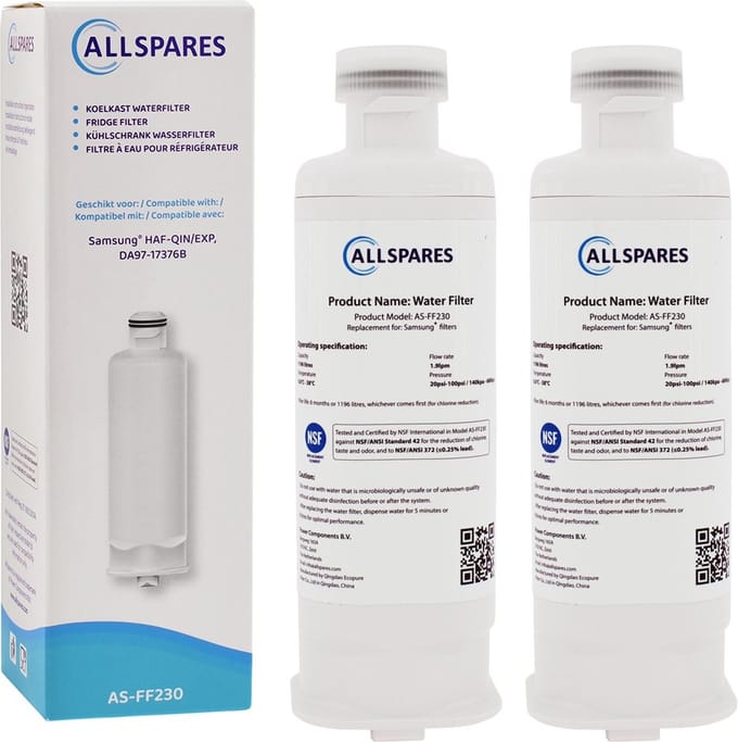AllSpares Waterfilter voor koelkasten (2x) geschikt voor Samsung DA97-17376B