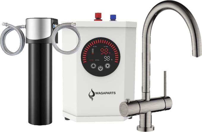 3in1 direct kokend heet waterkraan incl. boiler en filter- 2.4L boiler - Nikkel