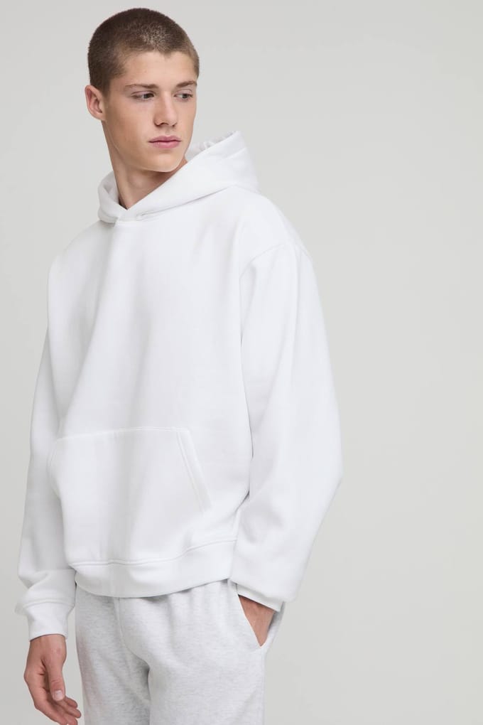 Essential Oversized Boxy Hoodie | White | Size Medium