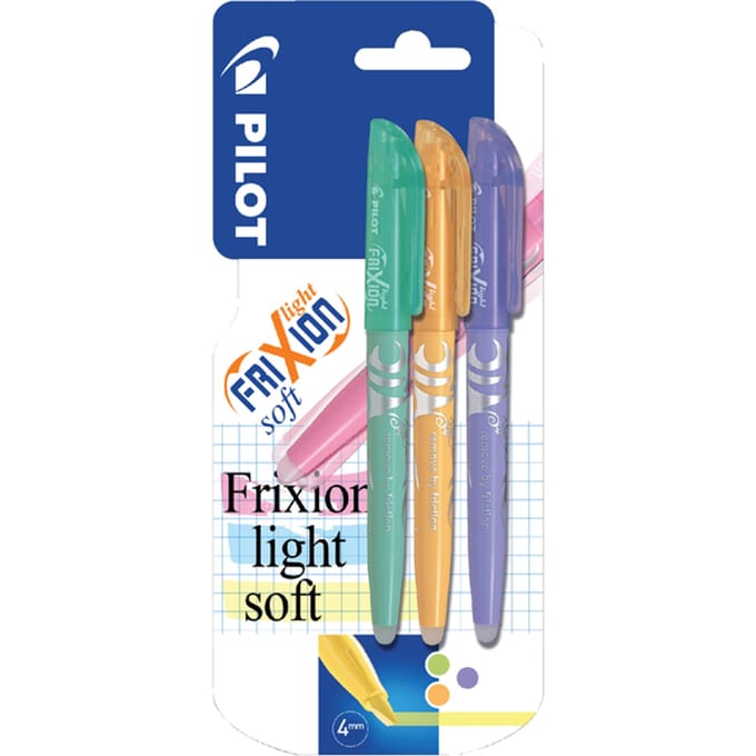 Pilot Frixion markeerstift set van 3 soft pastel groen, oranje, violet