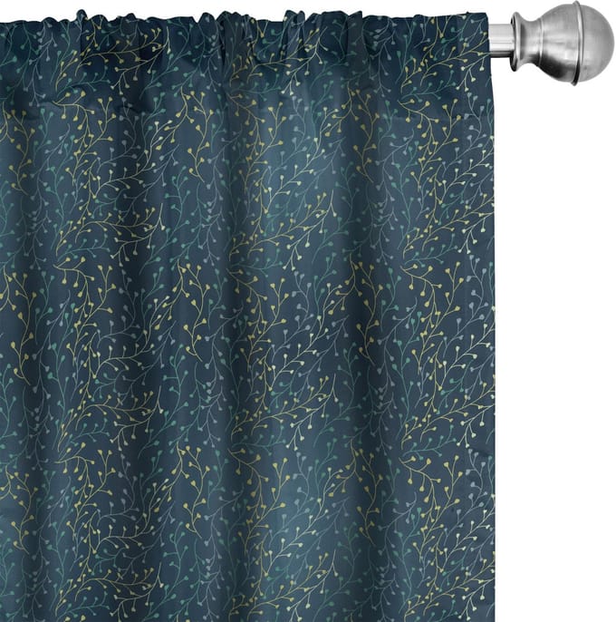ABAKUHAUS – 2x Verduisterende Voorhang – Microvezel – Donkerblauw/Groen