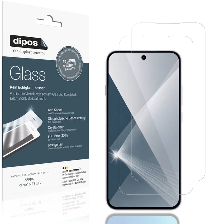 dipos – 2x Pantserfolie geschikt voor Oppo Reno16 FS 5G | 9H Screenprotector