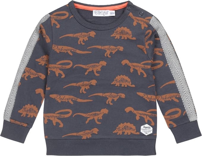 Dirkje Jongens Sweater Dino aop Dark Blue - Maat 56