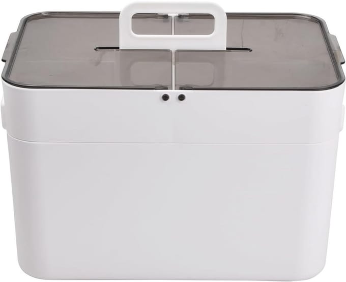 Draagbare EHBO-doos met 2 niveaus, grote medicijnopbergbox met draaggrepen
