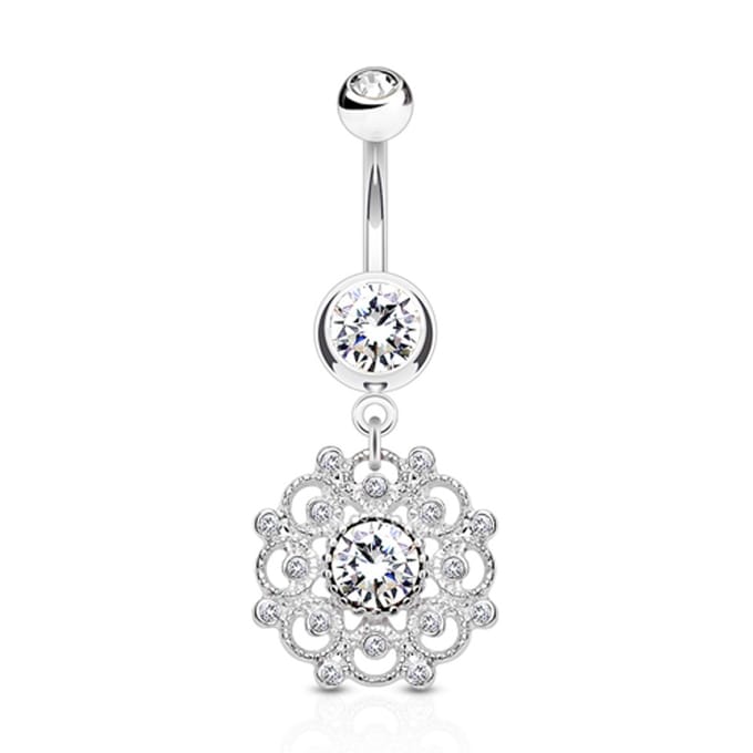 Navelpiercing hanger vintage mandala - zilver - LMPiercings