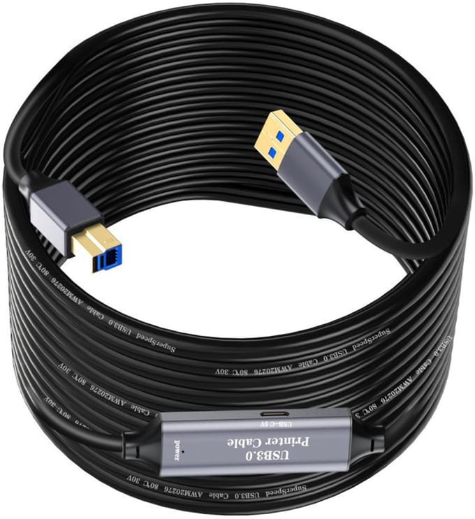 NÖRDIC USB A naar USB B - USB 3.0 - Geschikt voor Printer, USB stick, Laptop, PC, Tablet, Camera en Xbox - 5m