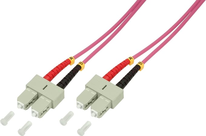 LogiLink SC/SC, 1 m Glasvezel kabel OM4 Roze