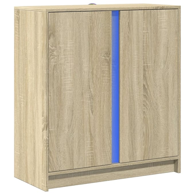 vidaXL - Dressoir - met - LED - 77x34x85 - cm - bewerkt - hout - sonoma - eikenkleurig