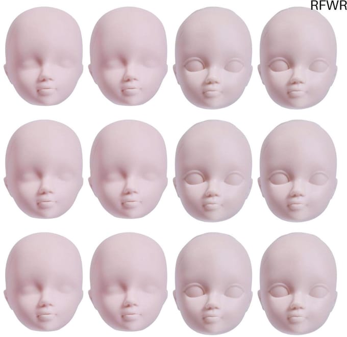 RFWR® Set van 12 poppenhoofden voor make-up en schilderen - Oefenmodel voor make-upkunst