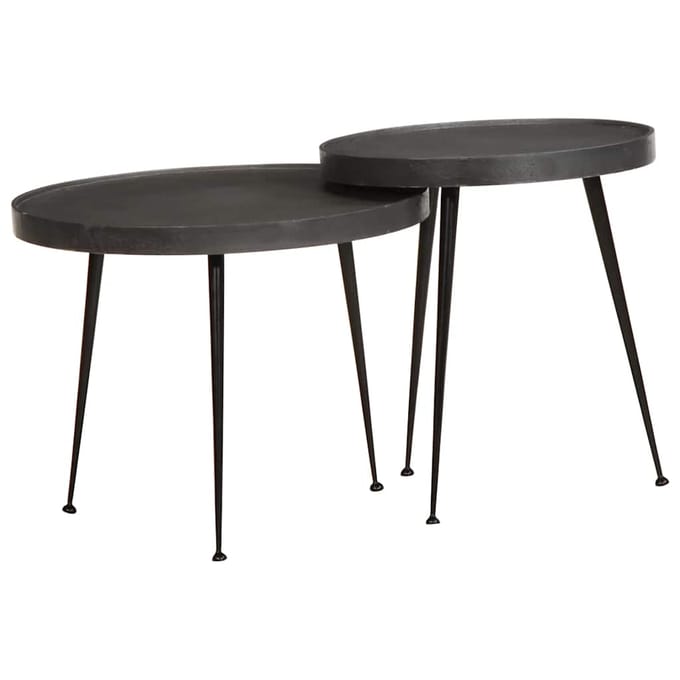 vidaXL - Salontafel - 2 - stuks - Zwart - bewerkt - hout