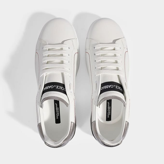 Portofino Sneakers - Dolce &amp; Gabbana - Leer - Wit/Zilver