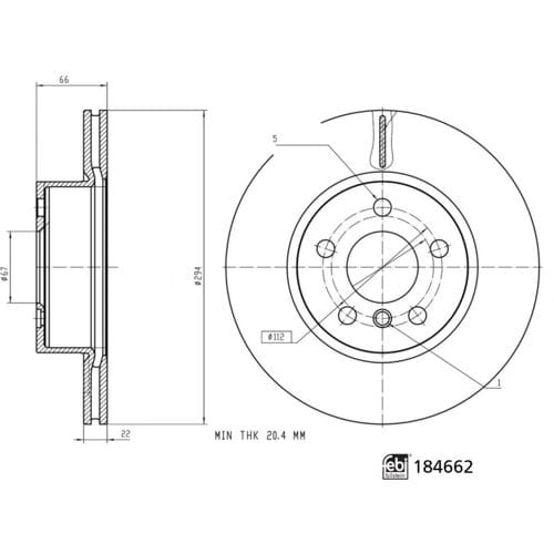 Remschijf FEBI BILSTEIN 184662, 1 stuk