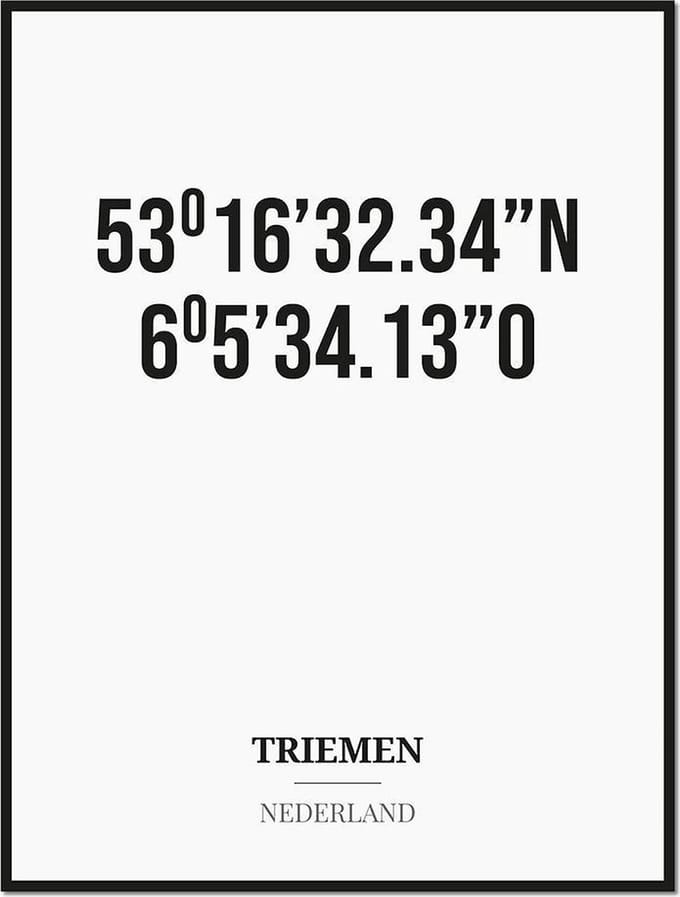 Poster/kaart TRIEMEN met coördinaten