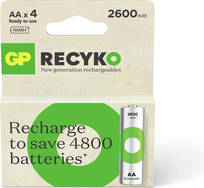 GP ReCyko Oplaadbare AA batterijen - 2600 mAh - 4 stuks