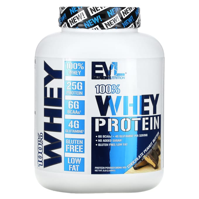 EVLution Nutrition, 100% Wei Eiwit, Chocolade Pinda Boter Smaak, 5 lbs (2.268 kg)
