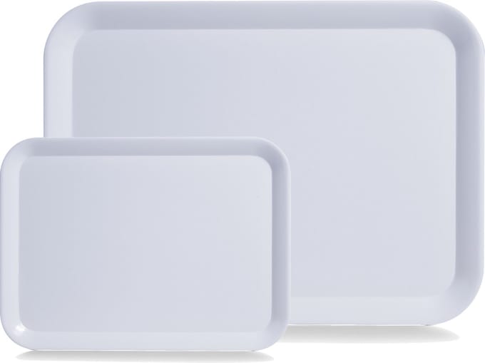 Dienblad - set 2x - rechthoek - wit - kunststof - 24 x 18 cm en 44 x 32 cm