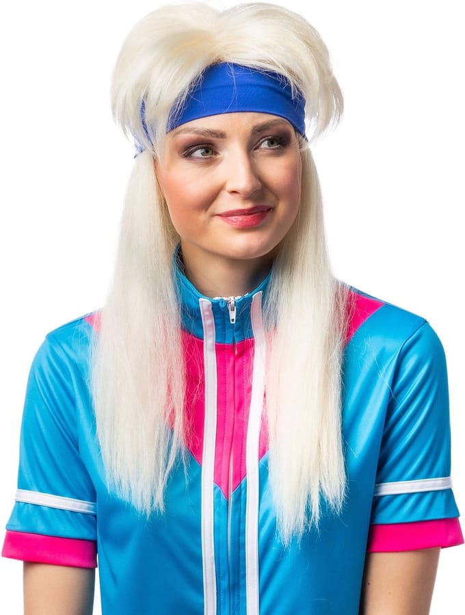 80's Aerobics Pruik Blond met Hoofdband