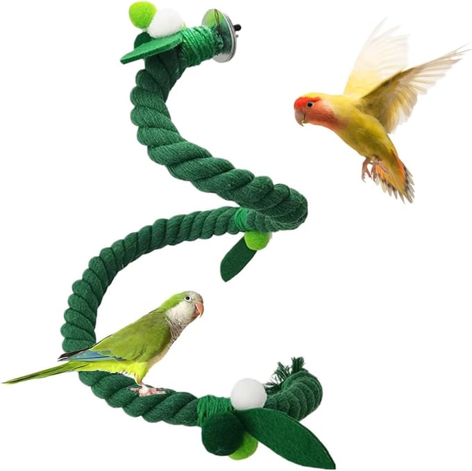 Klimtouw Vogelkooi - Speeltouw Papegaai - Vogel Training - Flexibel Ontwerp - 100 cm Lengte - Groen