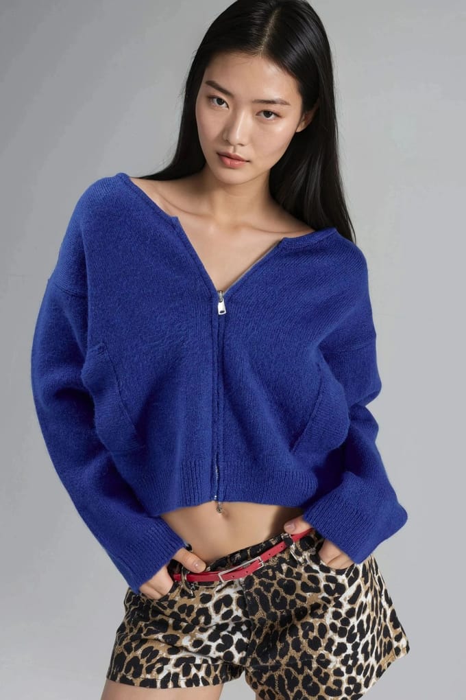Gebreide Cardigan met Rits en Zakken