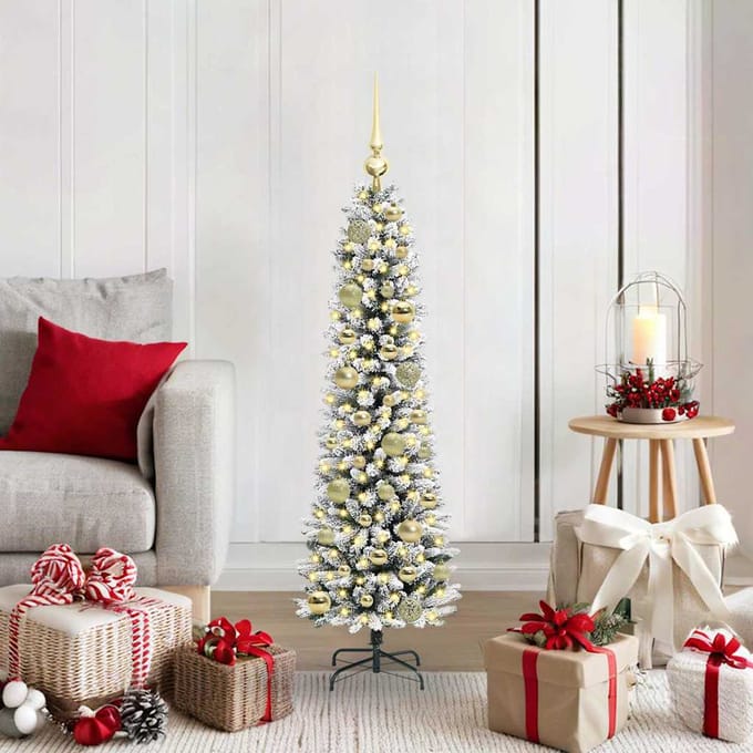 vidaXL - Kunstkerstboom - Wit - 120 - cm - PVC - en - Metaal - en - Plastic