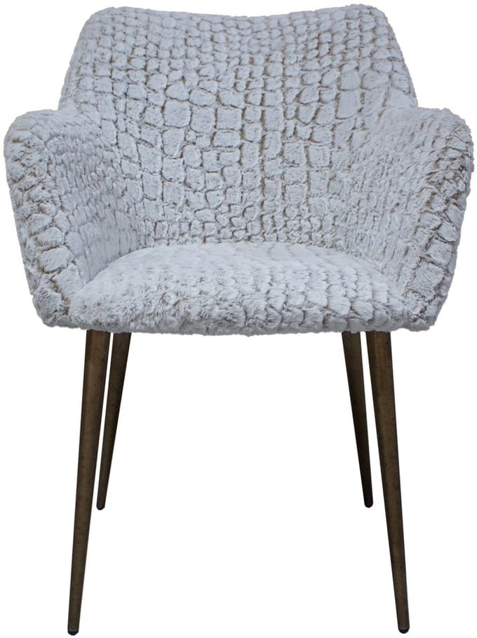 PTMD Lisboa Beige Dining Chair Fur Croc Brass Legs - set van 2