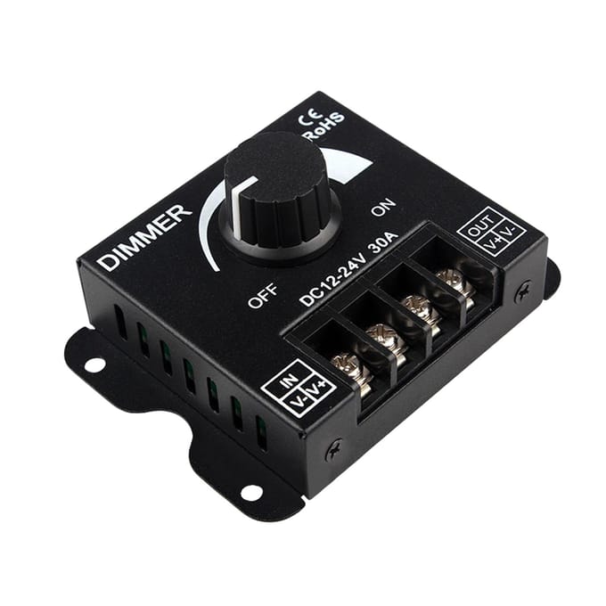 12-24V 30A LED-lichtdimmer Traploos dimmen PWM-dimmerschakelaar Knop Handmatige helderheidsregelaar zwart