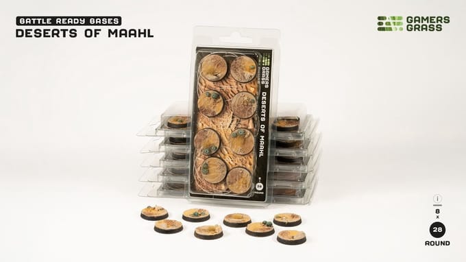 Deserts of Maahl Bases Pre-Painted (8x 28mm Round)