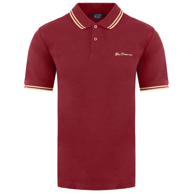 Ben Sherman Tweeling Gestipt Heren Bourgondisch Polo Shirt