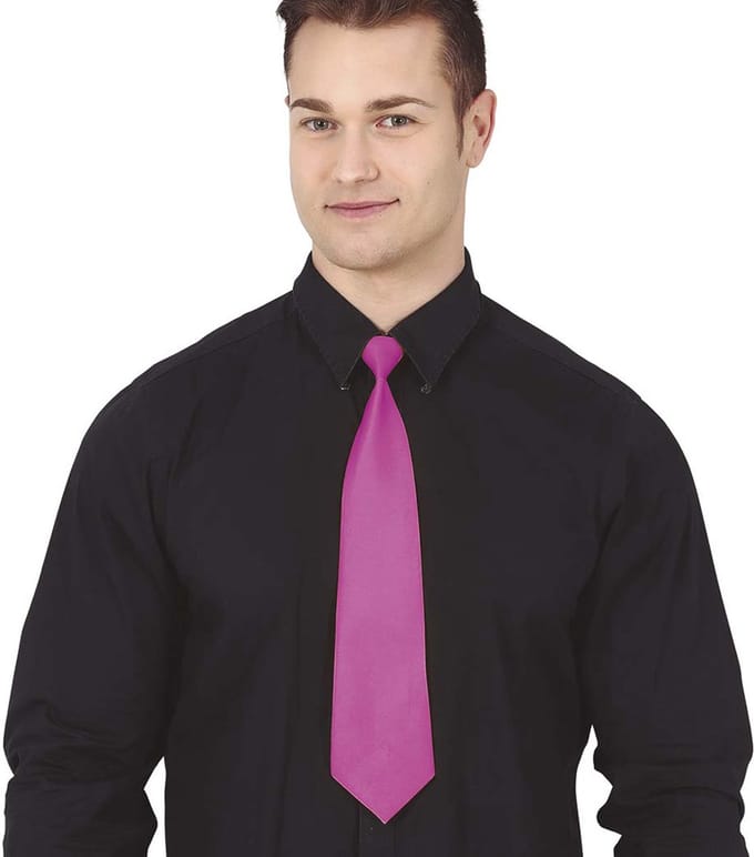 Fiestas Guirca Carnaval verkleed stropdas - fuchsia roze - polyester - volwassenen/unisex
