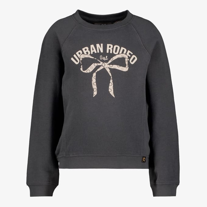 TwoDay meisjes sweater met tekst en strikje grijs - Maat 92