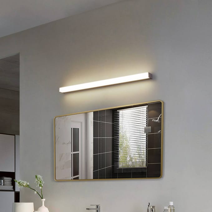 Lindby LED wandlamp Philippa, hoekig, 89 cm, aluminiumkleurig, IP44