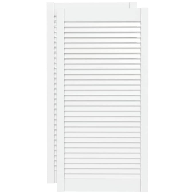 vidaXL - Kastdeuren - met - lamellen - 2 - st - 99,3x49,4 - cm - grenenhout - wit