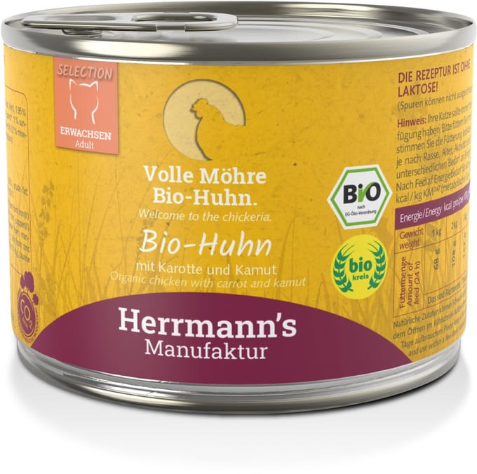 Herrmann's Bio Selection Kattenvoeding - Kip met Wortel - 200 g