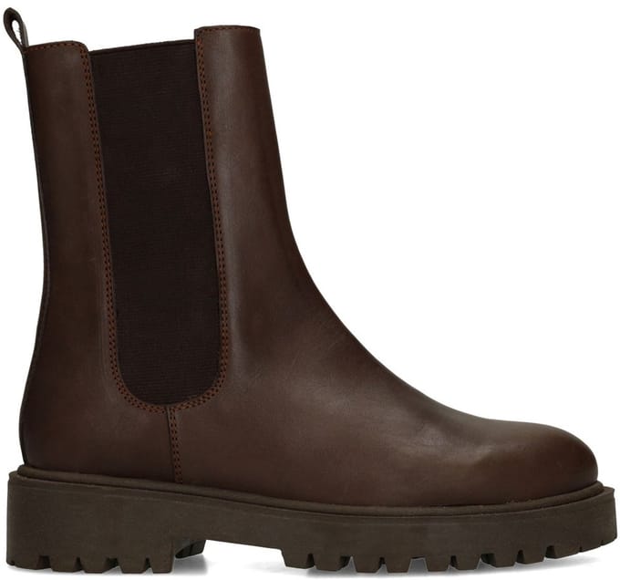 Manfield - Dames - Bruine leren chelsea boots - Maat 38