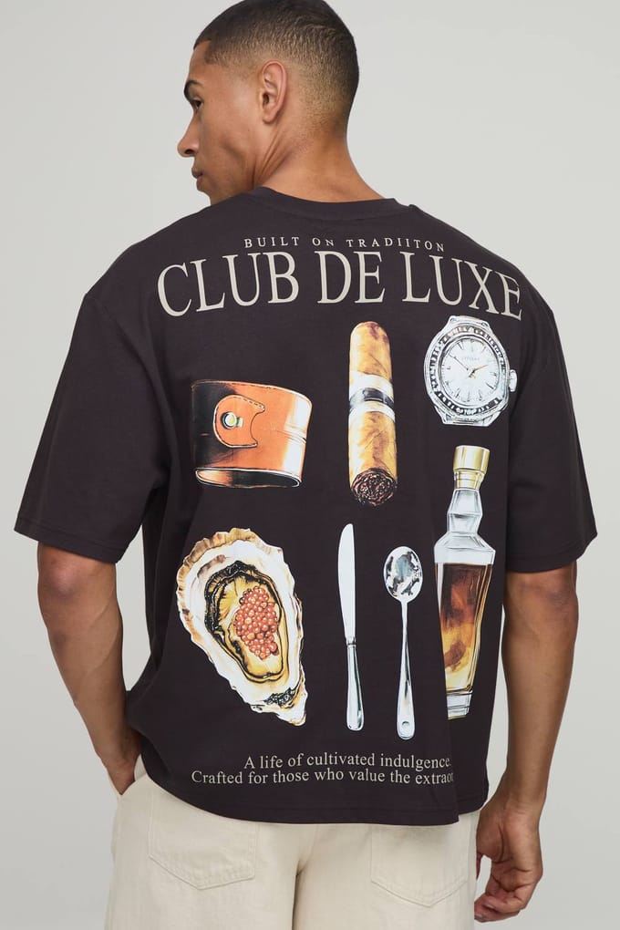 Oversized Club De Luxe T-shirt | Chocolate | Size Small