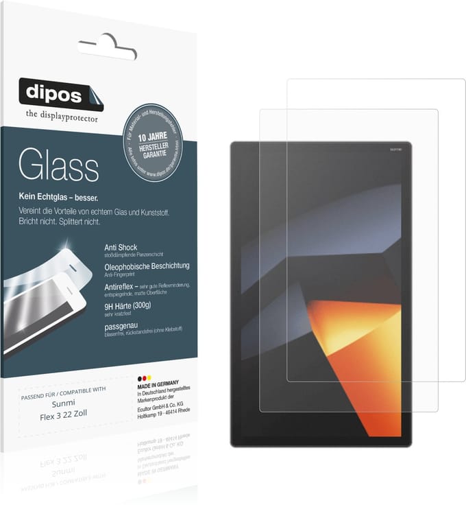 dipos – 2x Matte Pantserfolie geschikt voor Sunmi Flex 3 22 Zoll | 9H Screenprotector