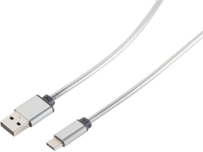 USB Lade-Sync Kabel A/ Type 3.1 C Steel Silber 1m