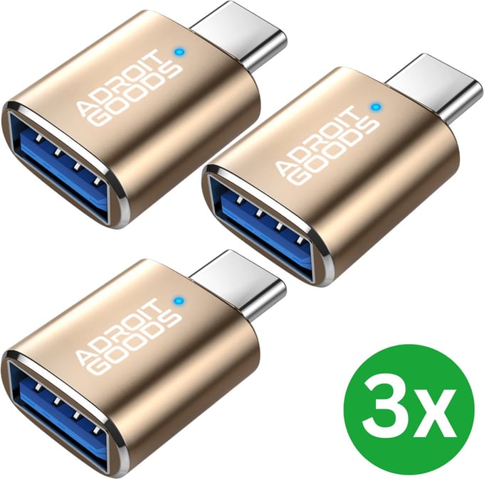 AdroitGoods 3x USB C naar USB A Adapter - USB 3.0 C naar USB Adapter - USB C naar USB A Converter - USB C naar USB A Female - Rose gold