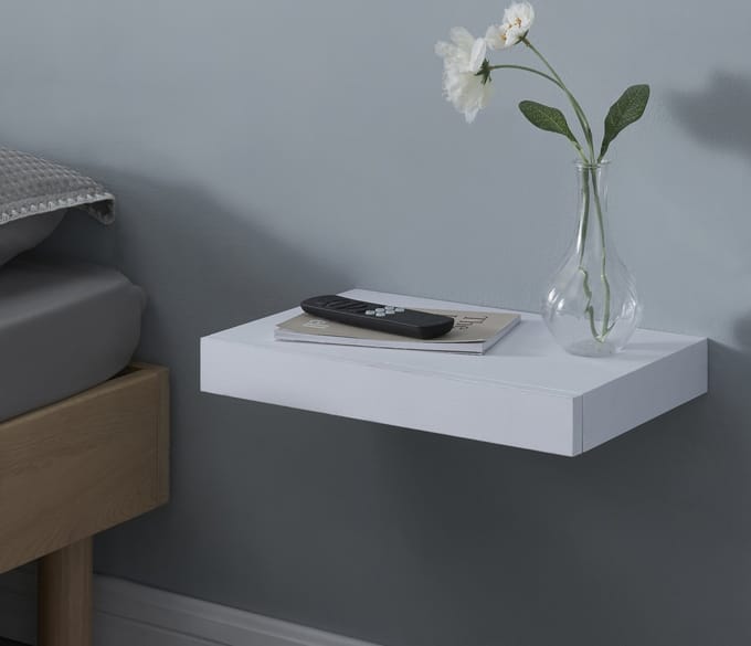 Wandplank Hyvinkää met lade 39,5x25x5 cm wit